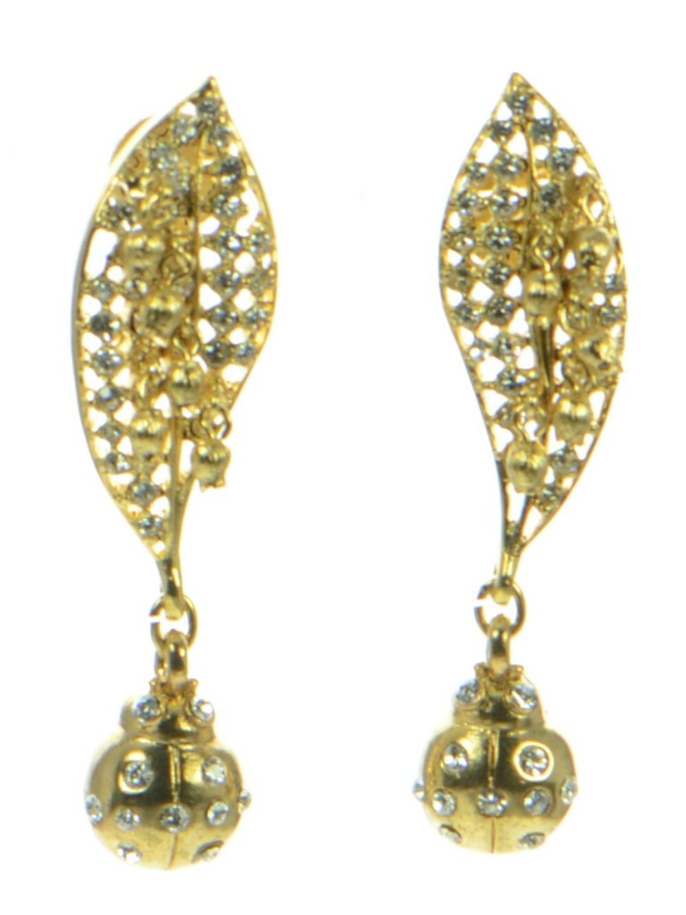 Oscar De La Renta Lily Of The Valley  Ladybug Drop Earrings